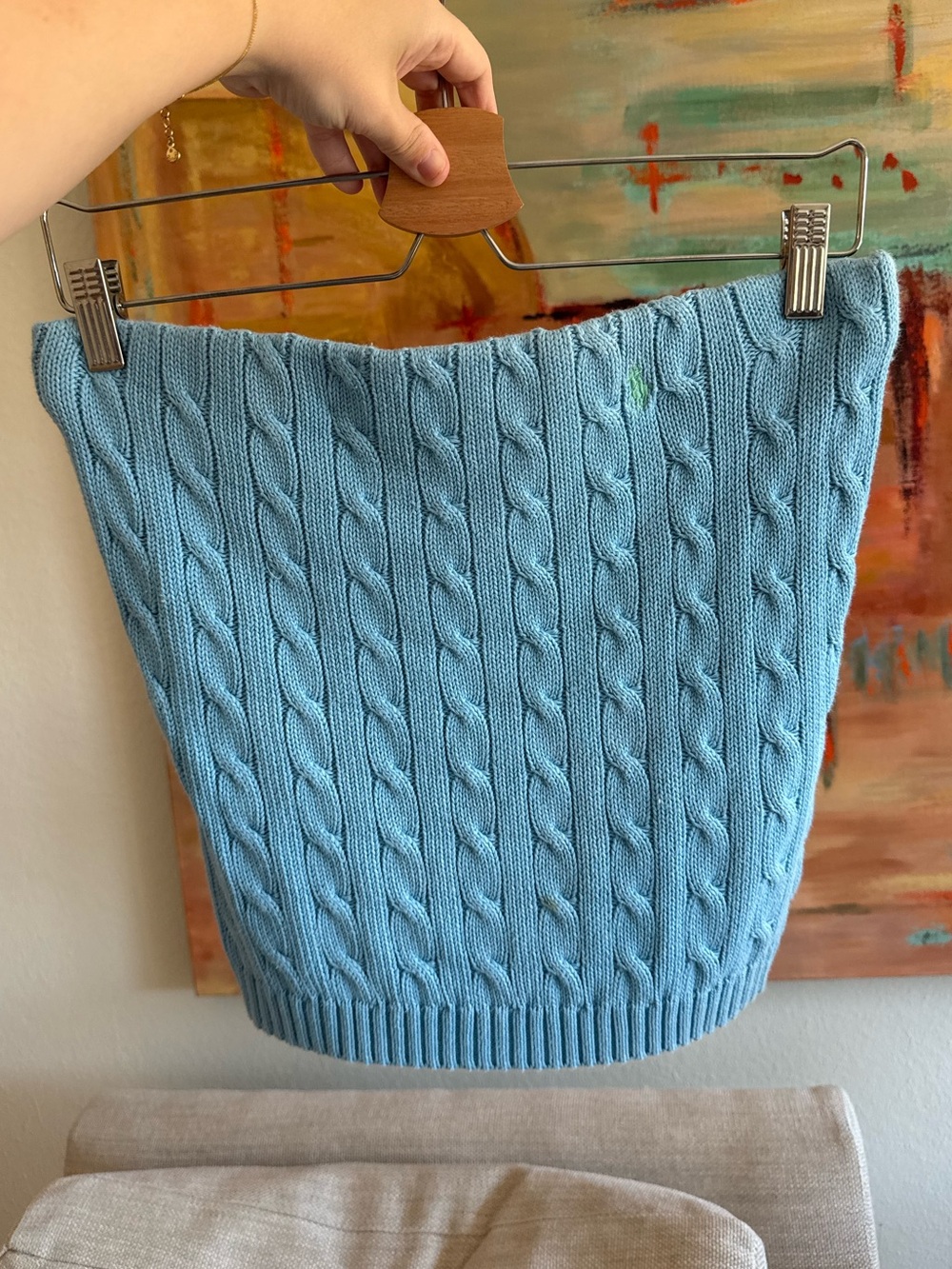 Y2K Ralph Lauren Blue Label Cable Knit Tube Top 100% Cotton Vintage Rare Color